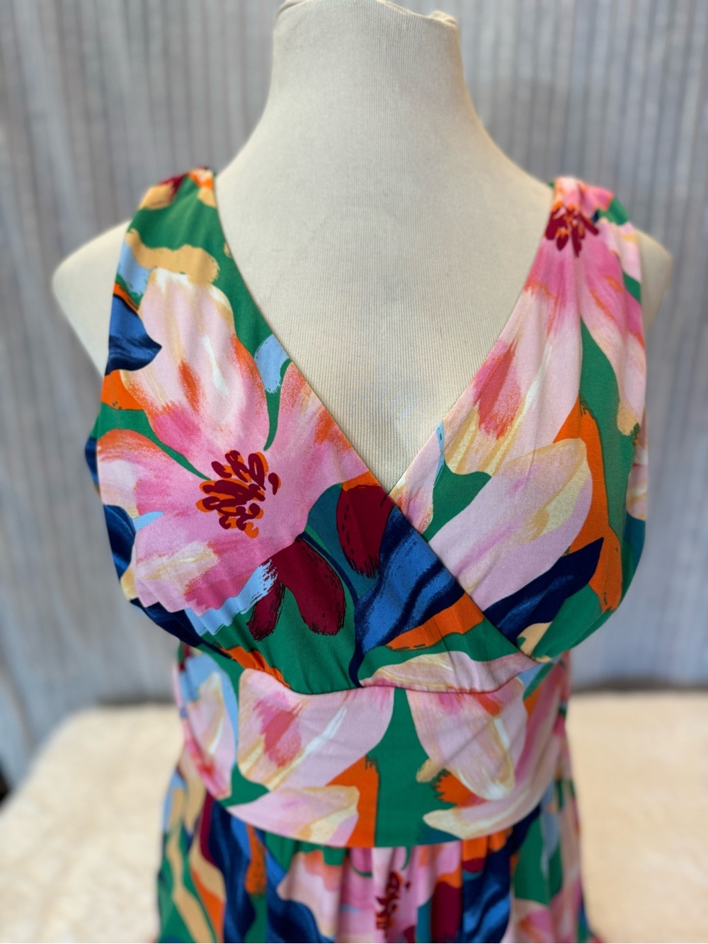 Pappagallo Tropical Floral V-Neck Maxi In Size Large - Picture 5 of 15